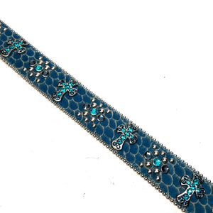 b.b. Simon Blue Pony Hair Cross Crystal Belt - Dudes Boutique