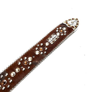 b.b. Simon Bronze Cross Pony Hair Crystal Belt - Dudes Boutique