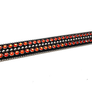 b.b. Simon Black/Orange Pony Hair Crystal Belt - Dudes Boutique