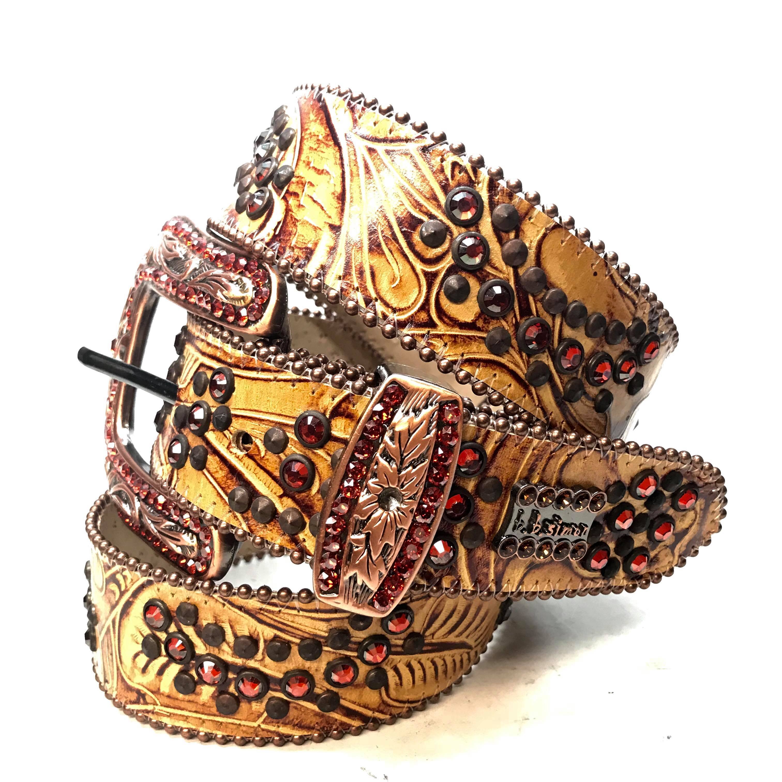 b.b. Simon 'Maple Blood' Crystal Belt - Dudes Boutique