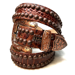 b.b. Simon 'Bronze Studded' Crystal Belt - Dudes Boutique