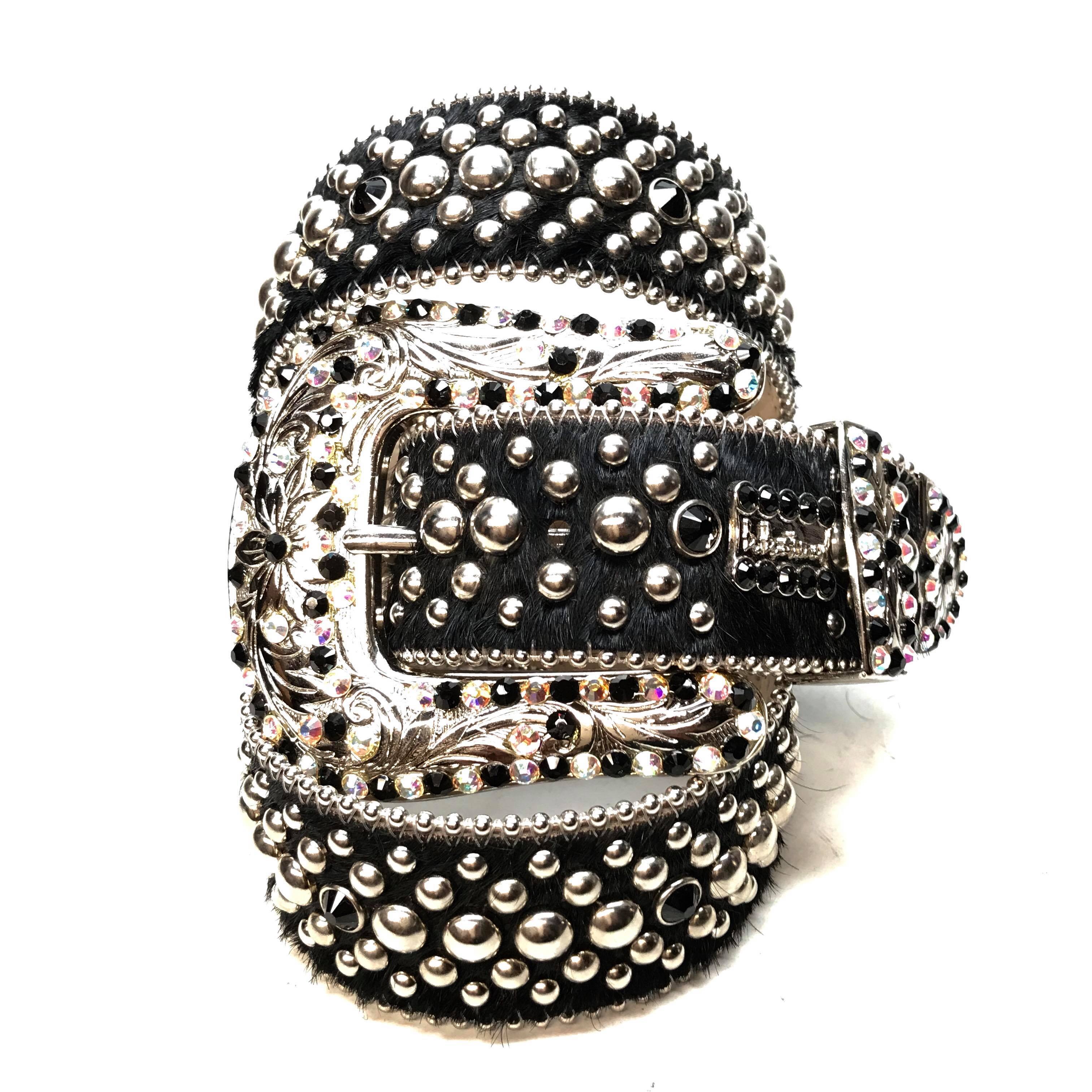 b.b. Simon 'Mixed Studded' Pony Crystal Belt - Dudes Boutique
