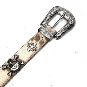 b.b. Simon 'Natural Skulls' Pony Crystal Belt - Dudes Boutique