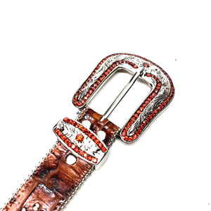 b.b. Simon 'Cognac Croc' Crystal Belt - Dudes Boutique