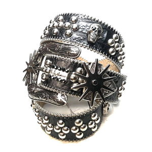 b.b. Simon 'Wild West' Skull Croc Crystal Belt - Dudes Boutique