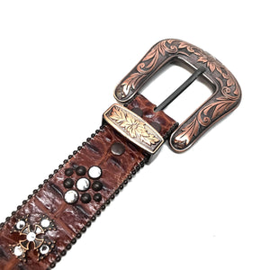 b.b. Simon 'Chocolate Croc' Crystal Belt - Dudes Boutique