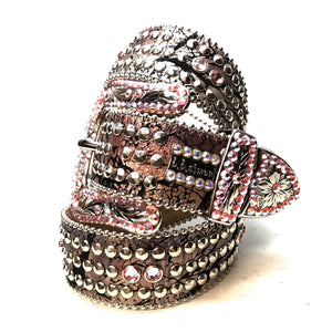 b.b. Simon 'Triple Studded' Mixed Crystal Belt - Dudes Boutique