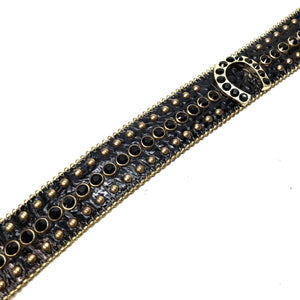 b.b. Simon 'Gold Horseshoe' Black Crystal Belt - Dudes Boutique