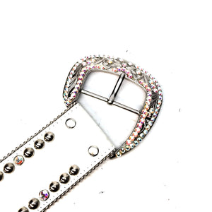 b.b. Simon 'White Croc' Thick 2.5" Crystal Belt - Dudes Boutique