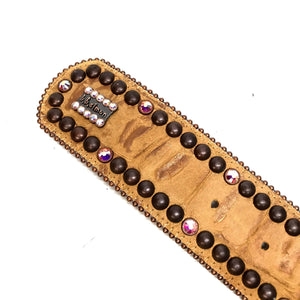 b.b. Simon 'Bronze Studded' Thick 2.5" Crystal Belt - Dudes Boutique