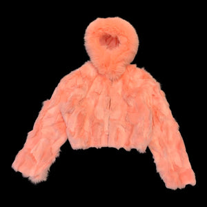 Kashani Ladies Pink Hooded Fox Fur Coat - Dudes Boutique