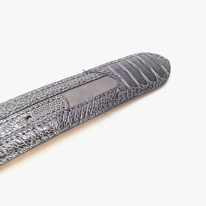 Mauri Gray Studded Suede/Ostrich Leg Belt - Dudes Boutique