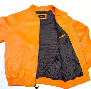 Tangerine Naked Lambskin Bomber Jacket - Dudes Boutique
