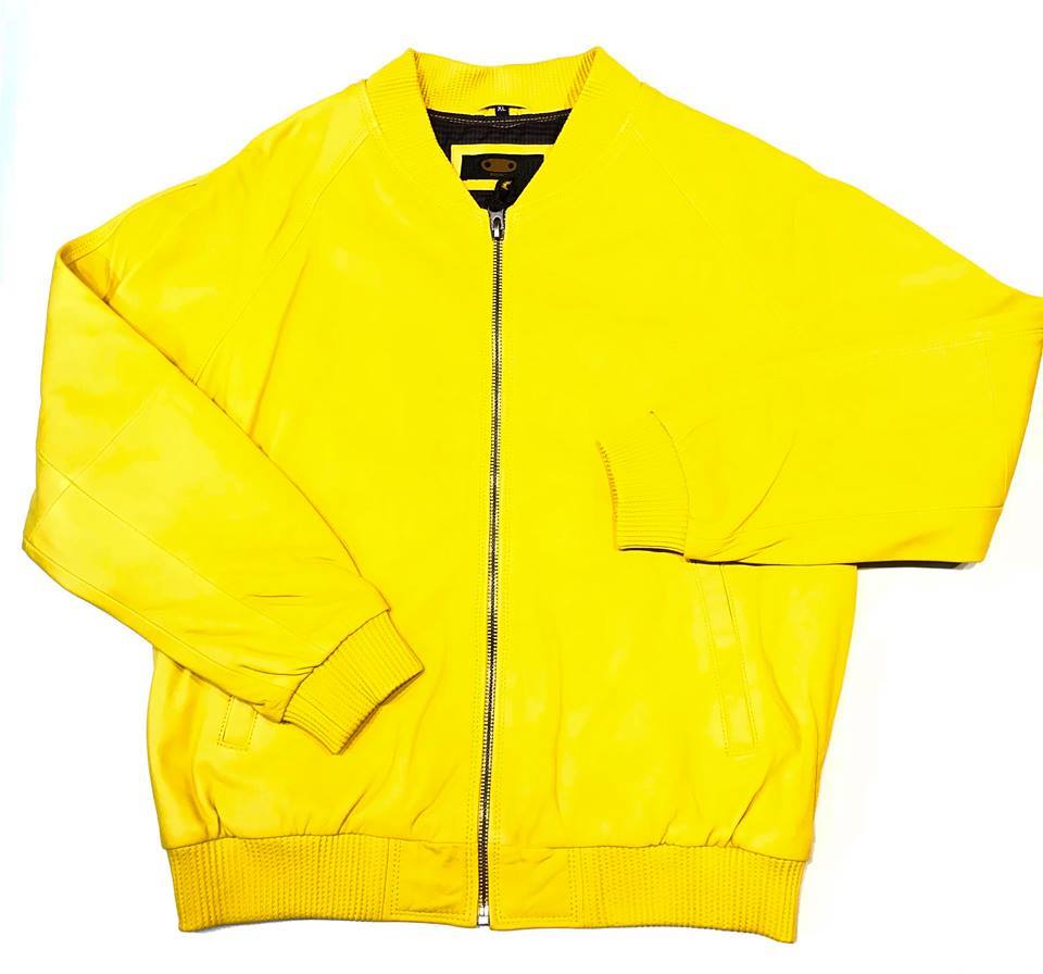 Kashani Lemon Naked Lambskin Bomber Jacket - Dudes Boutique