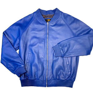 Kashani Royal Blue Naked Lambskin Bomber Jacket - Dudes Boutique