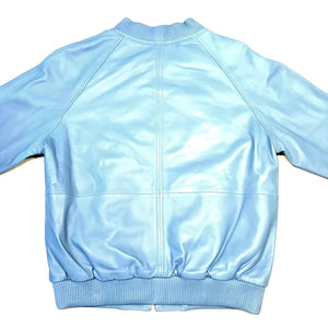 Baby Blue Naked Lambskin Bomber Jacket - Dudes Boutique