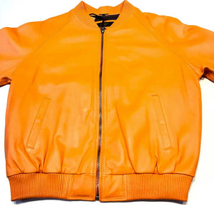 Tangerine Naked Lambskin Bomber Jacket - Dudes Boutique