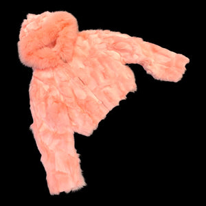 Kashani Ladies Pink Hooded Fox Fur Coat - Dudes Boutique