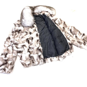 Kashani Men's Diamond Cut Natural Blue Fox Fur Coat - Dudes Boutique