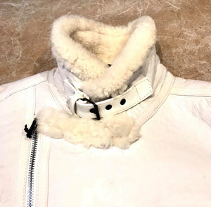 Jakewood - Shearling Racing Aviator White Jacket - Dudes Boutique
