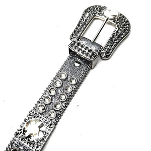 b.b. Simon Big Block Silver Crystal Belt - Dudes Boutique