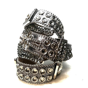 b.b. Simon Big Block Silver Crystal Belt - Dudes Boutique