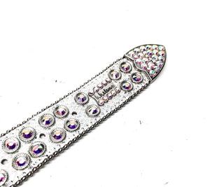 b.b. Simon Big Block White Crystal Belt - Dudes Boutique