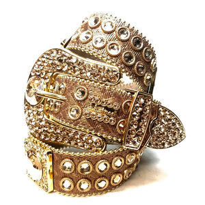 b.b. Simon Big Block Gold Crystal Belt - Dudes Boutique