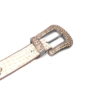 b.b. Simon Fully Loaded 'Cream Gator' Crystal Belts - Dudes Boutique