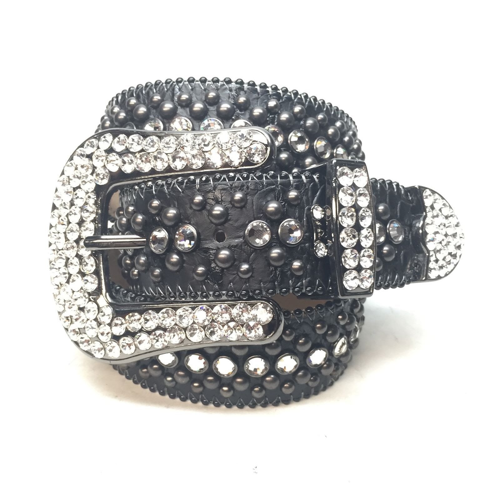 b.b. Simon Classic Black Crystal Belts - Dudes Boutique