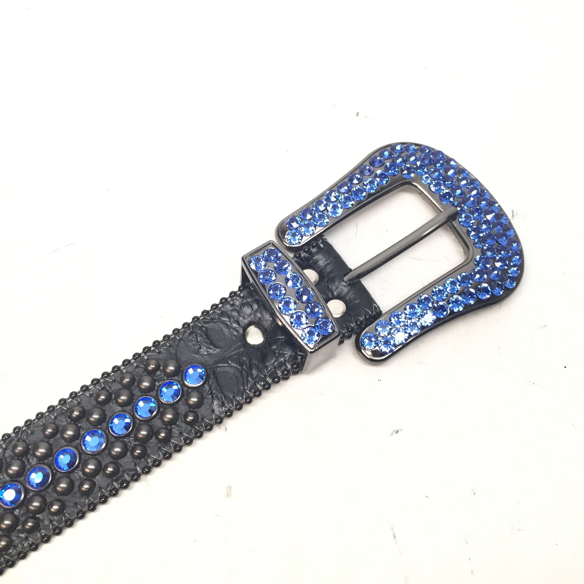 b.b. Simon Blue & Black Crystal Belt - Dudes Boutique