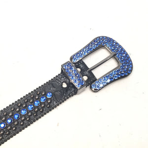 b.b. Simon Blue & Black Crystal Belt - Dudes Boutique