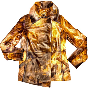 Kashani Natural Rust Couture Pony Asymmetrical Jacket - Dudes Boutique