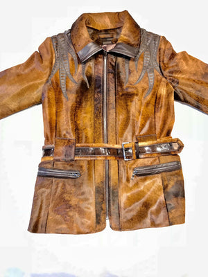 Kashani Ladies Natural Rust Pony Hair Jacket - Dudes Boutique