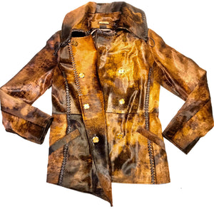 Kashani Natural Rust Couture Pony Asymmetrical Jacket - Dudes Boutique