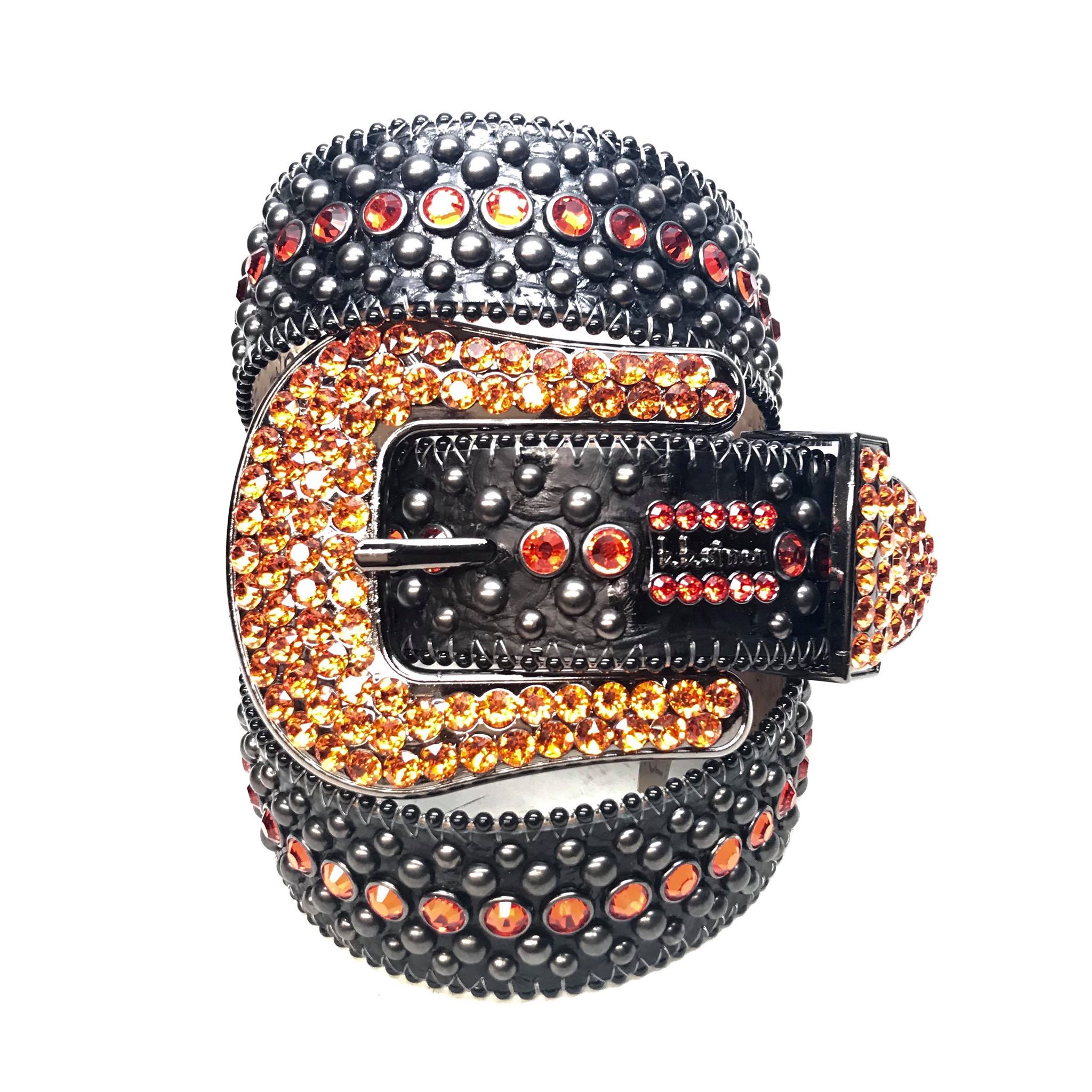 b.b. Simon 'Orange Fire' Fully Loaded Crystal Belts - Dudes Boutique