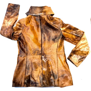 Kashani Natural Rust Couture Pony Asymmetrical Jacket - Dudes Boutique