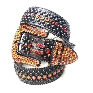 b.b. Simon 'Orange Fire' Fully Loaded Crystal Belts - Dudes Boutique