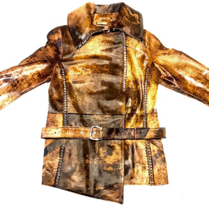 Kashani Natural Rust Couture Pony Asymmetrical Jacket - Dudes Boutique