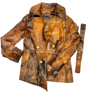 Kashani Natural Rust Couture Pony Asymmetrical Jacket - Dudes Boutique