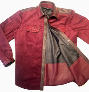 Kashani Alligator Deep Wine Suede Button Up Shirt - Dudes Boutique
