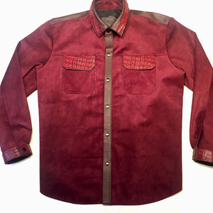 Kashani Alligator Deep Wine Suede Button Up Shirt - Dudes Boutique