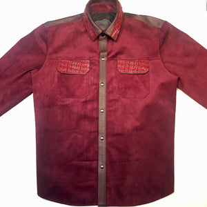 Kashani Alligator Deep Wine Suede Button Up Shirt - Dudes Boutique