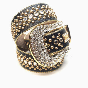 b.b. Simon 'Black & WhiteGold' Fully Loaded Crystal Belt - Dudes Boutique