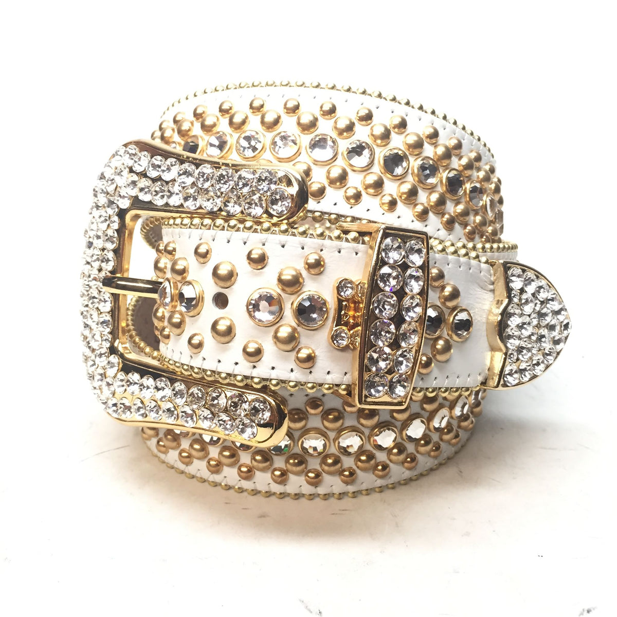 b.b. Simon 'White Gold' Fully Loaded Crystal Belt - Dudes Boutique