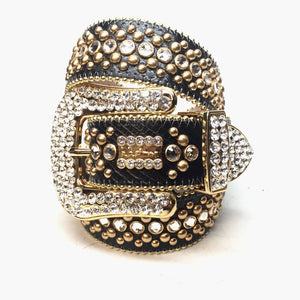 b.b. Simon 'Black & WhiteGold' Fully Loaded Crystal Belt - Dudes Boutique