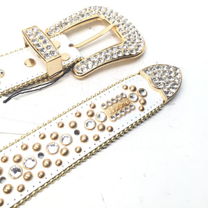 b.b. Simon 'White Gold' Fully Loaded Crystal Belt - Dudes Boutique