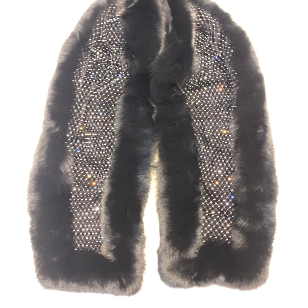 Volare Women's Black Silver Fox Fur Scarf - Dudes Boutique