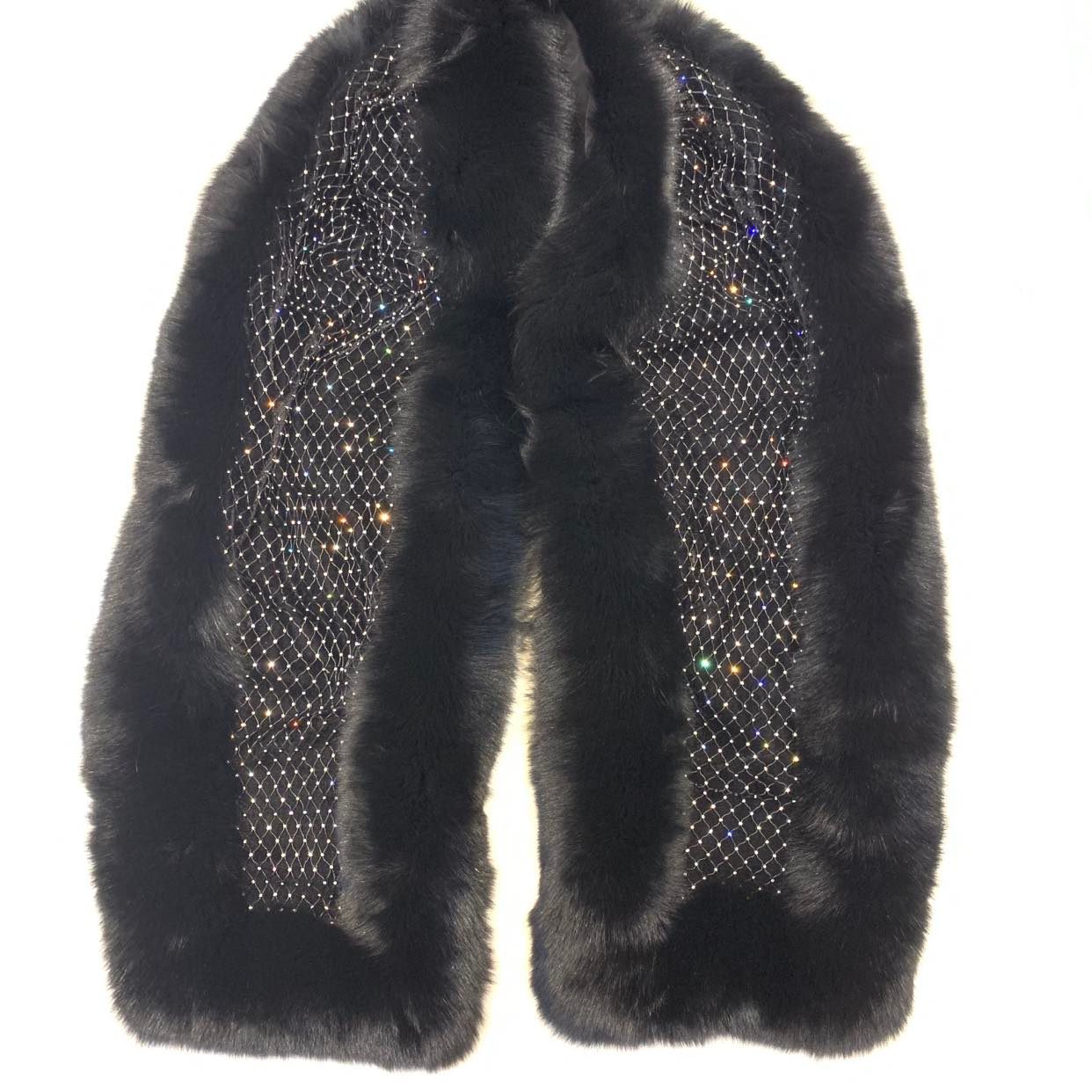 Volare Women's Black Silver Fox Fur Scarf - Dudes Boutique