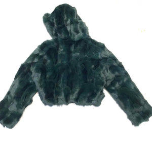 Kashani Ladies Green Hooded Fox Fur Coat - Dudes Boutique